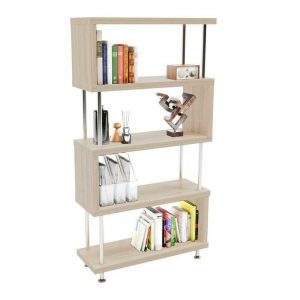 4-Tier S-Shaped Wood Bookshelf Storage 1