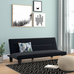 Black Microfiber Convertible Sofa Bed