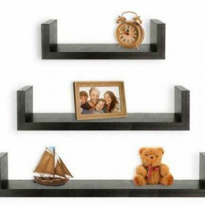 Set of 3 U-Shaped Black Wall Shelves 1