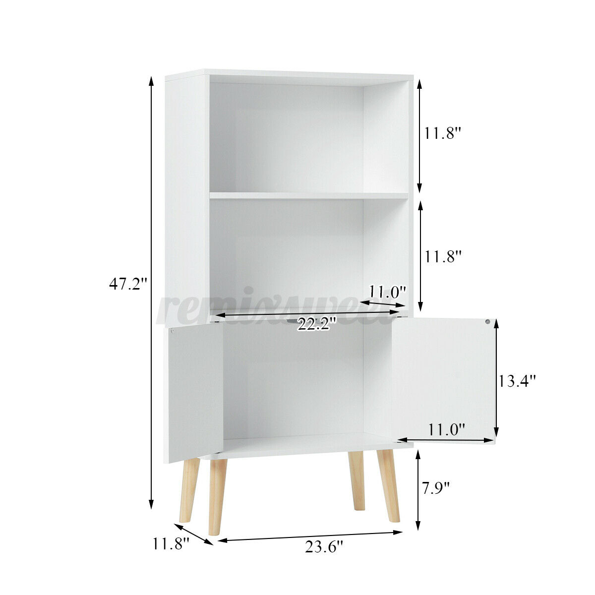 White Wood Storage Shelf Cabinet 9