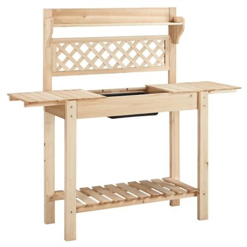 Solid Fir Wood Garden or Bar Workstation Table w/Sliding Tabletop 4