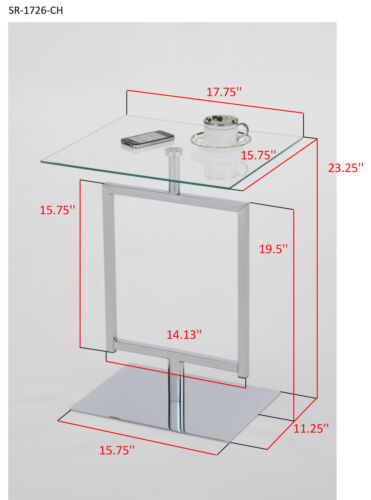Kings Brand Molein Chrome & Glass Accent Side Table, 2