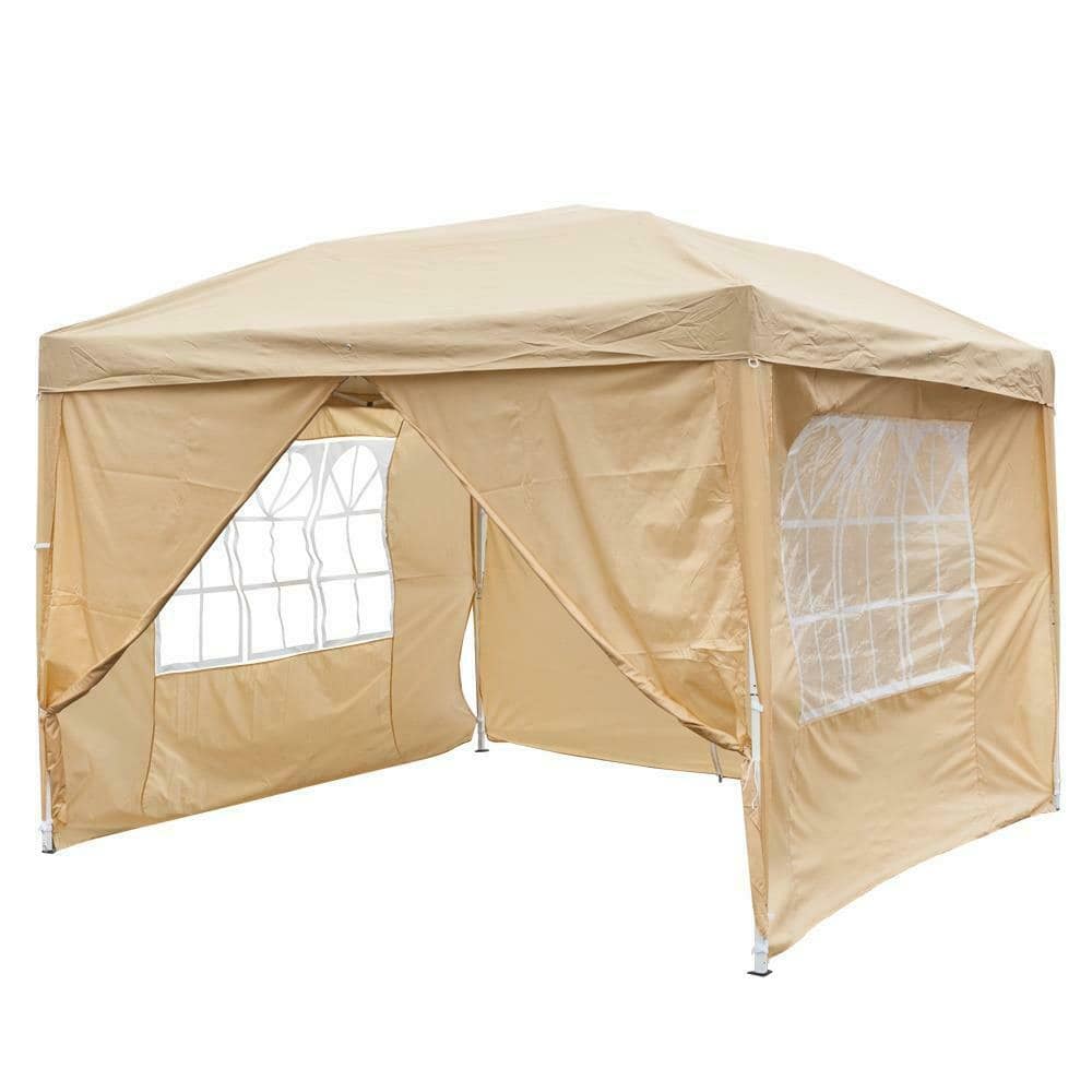 Beige 10' x 10' Pop-Up Gazebo w/ Khaki Carry Bag 1