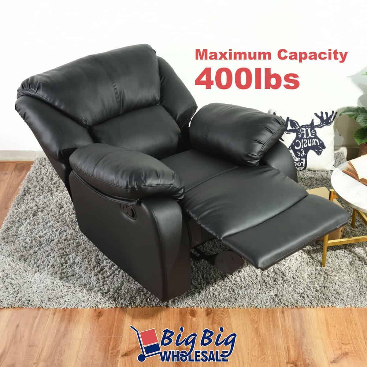 Geniqua Black Soft Leather Recliner Chair 10