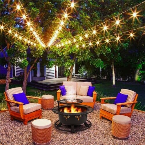 32" Outdoor Wood Fire Pit w/ 18.5in Cooking Grill 2