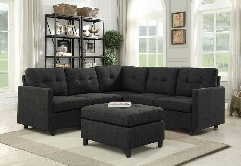 Modern Microsuede Modular Sofa w/ Reversible Chaise 5