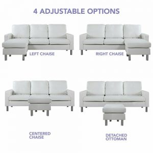 White Faux Leather Configurable Sectional Sofa 1