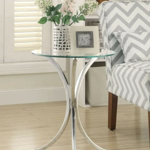 Chrome Minimalist Glass Side Table