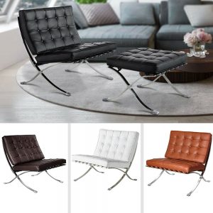 Midcentury Modern Leather Barcelona Lounge Chair (Replica) 1