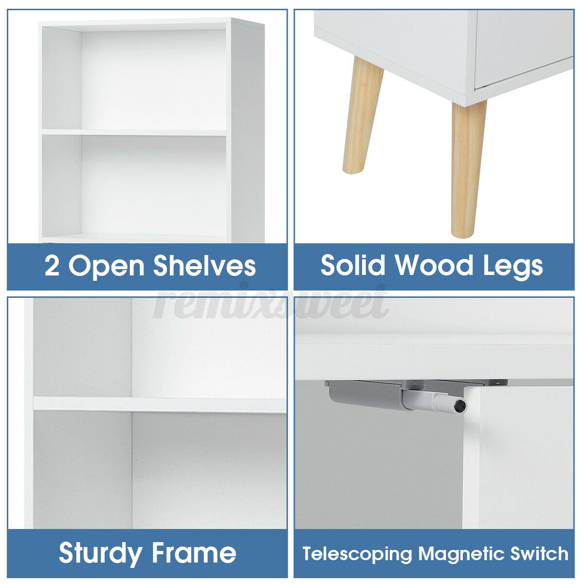 White Wood Storage Shelf Cabinet 6