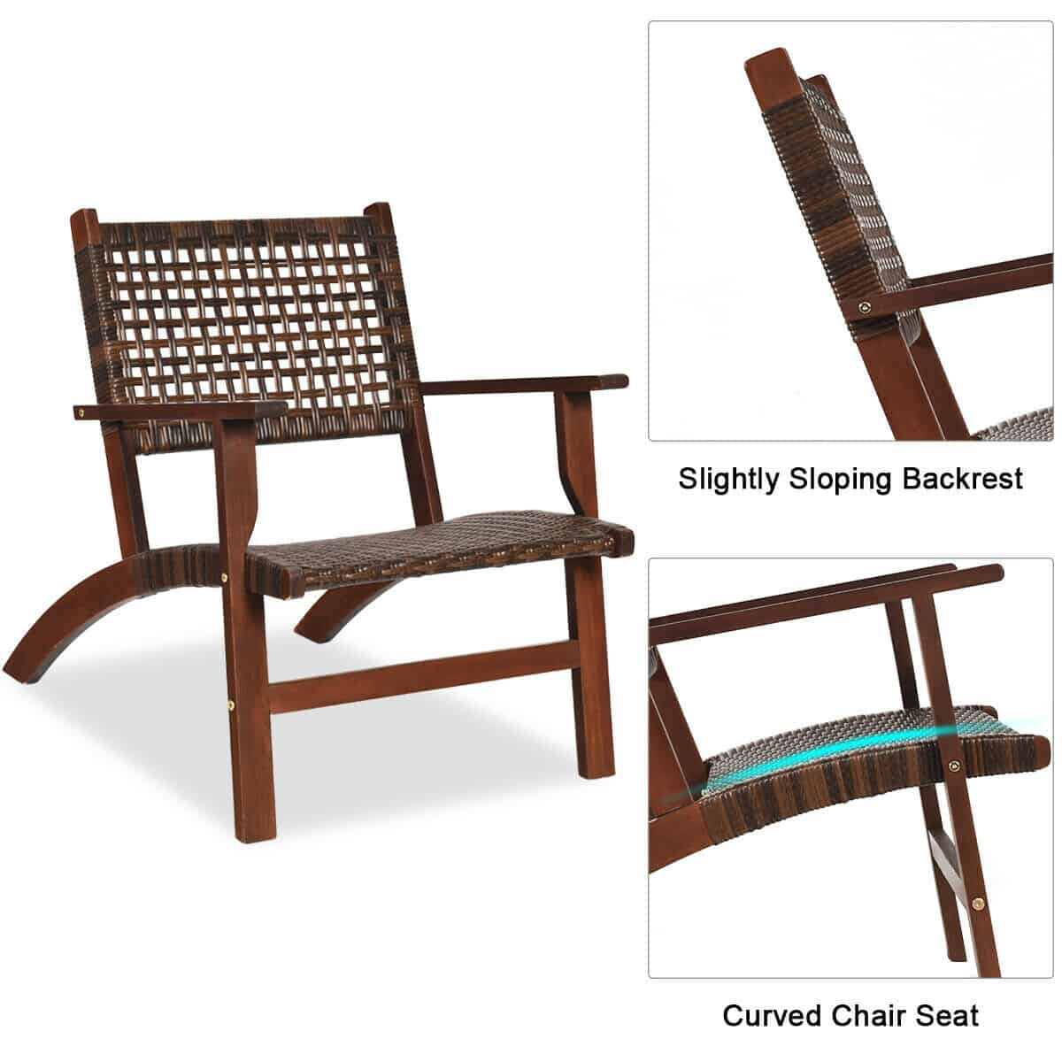 3-Piece Eucalyptus Wood Outdoor Patio Furniture Set 10