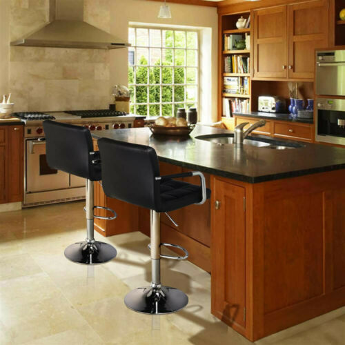 Bar Stools Adjustable Counter Stools Bar Chairs Swivel Barstools Set of 2 Black 9