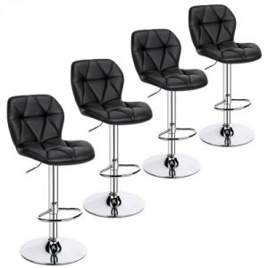 Set of 4 Extra Cushioned PU Leather Swivel Bar Stools 1