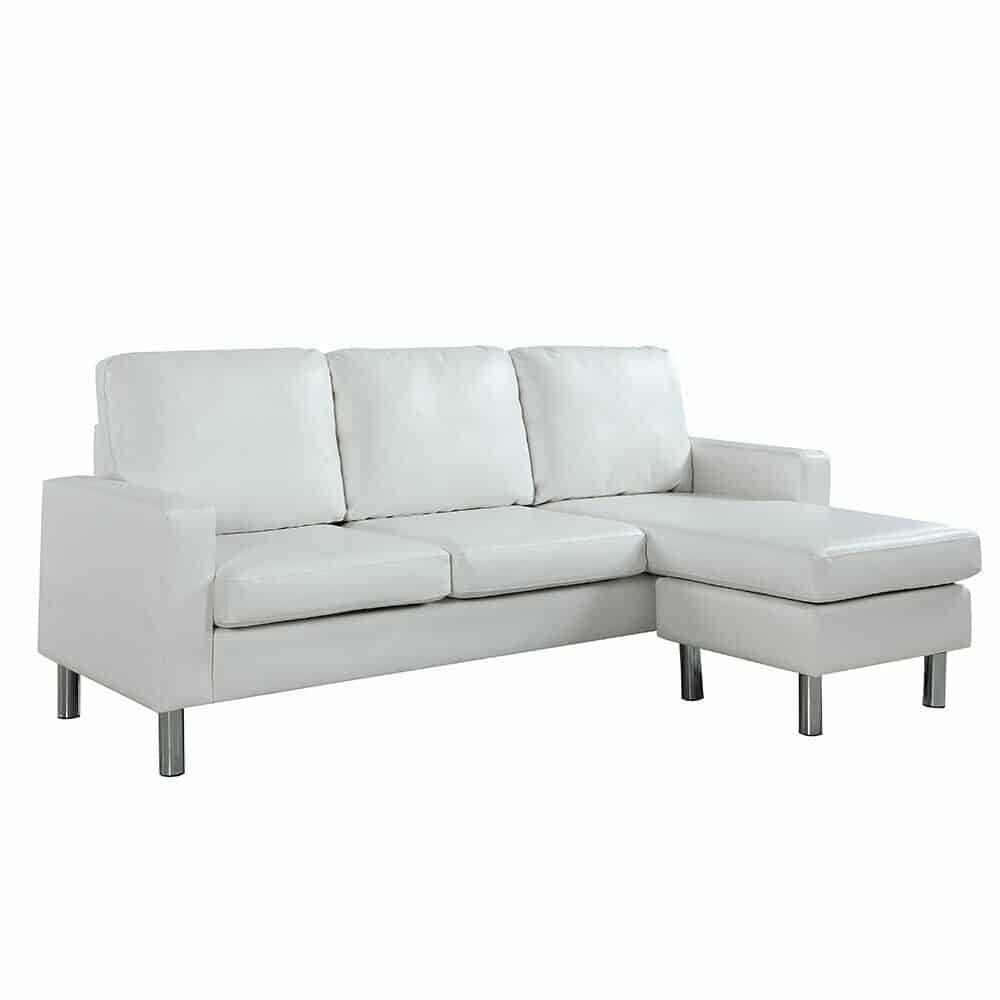 White Faux Leather Configurable Sectional Sofa 4