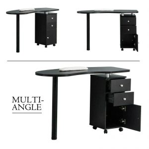 Minimalist Black Wooden Work Table w/ 3 Drawers 1