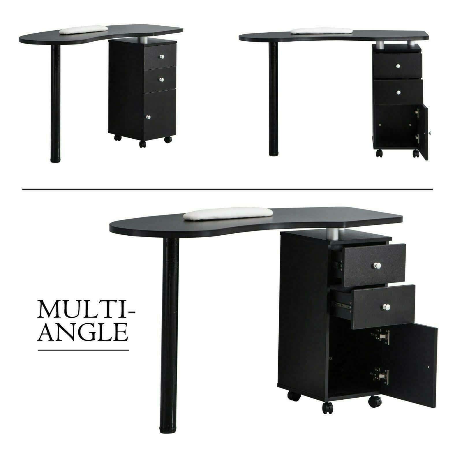 Minimalist Black Wooden Work Table w/ 3 Drawers 1