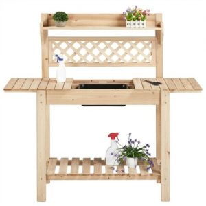 Solid Fir Wood Garden or Bar Workstation Table w/Sliding Tabletop 1