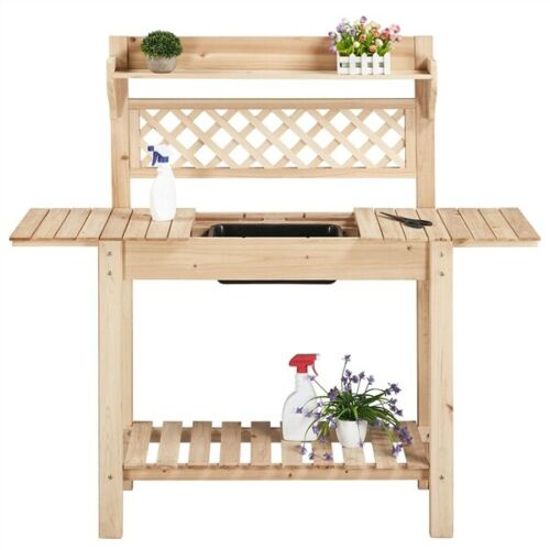 Solid Fir Wood Garden or Bar Workstation Table w/Sliding Tabletop 1