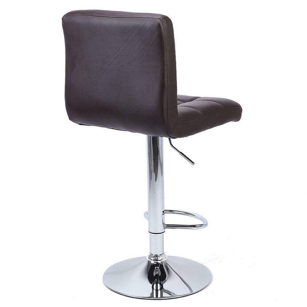 Set of 2 Chrome Plated Coffee Modern Adjustable Swivel Bar Stools 2