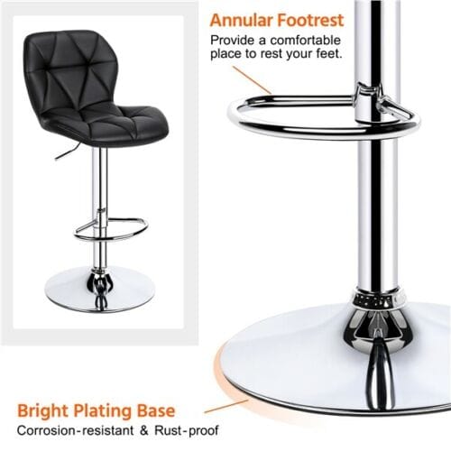 Set of 4 Extra Cushioned PU Leather Swivel Bar Stools 3