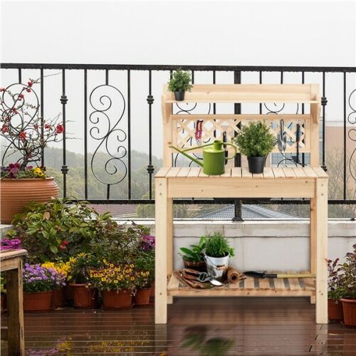 Solid Fir Wood Garden or Bar Workstation Table w/Sliding Tabletop 5