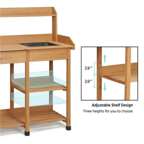 Natural Wood Garden and Patio Potting Workstation 9