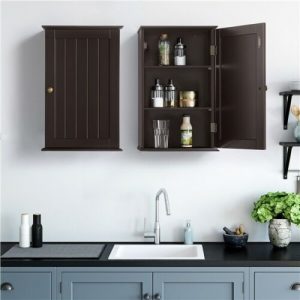 Dark Brown 3-Tier Wall Mounted Bathroom or Kitchen Cabinet