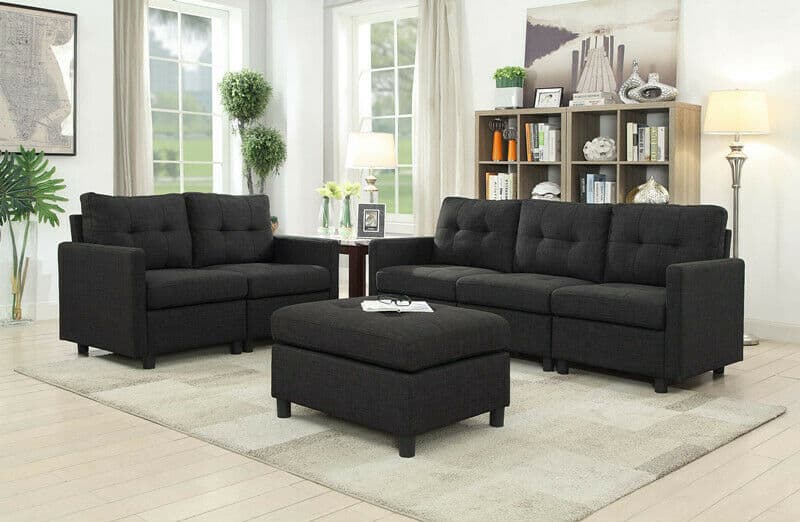 Modern Microsuede Modular Sofa w/ Reversible Chaise 6