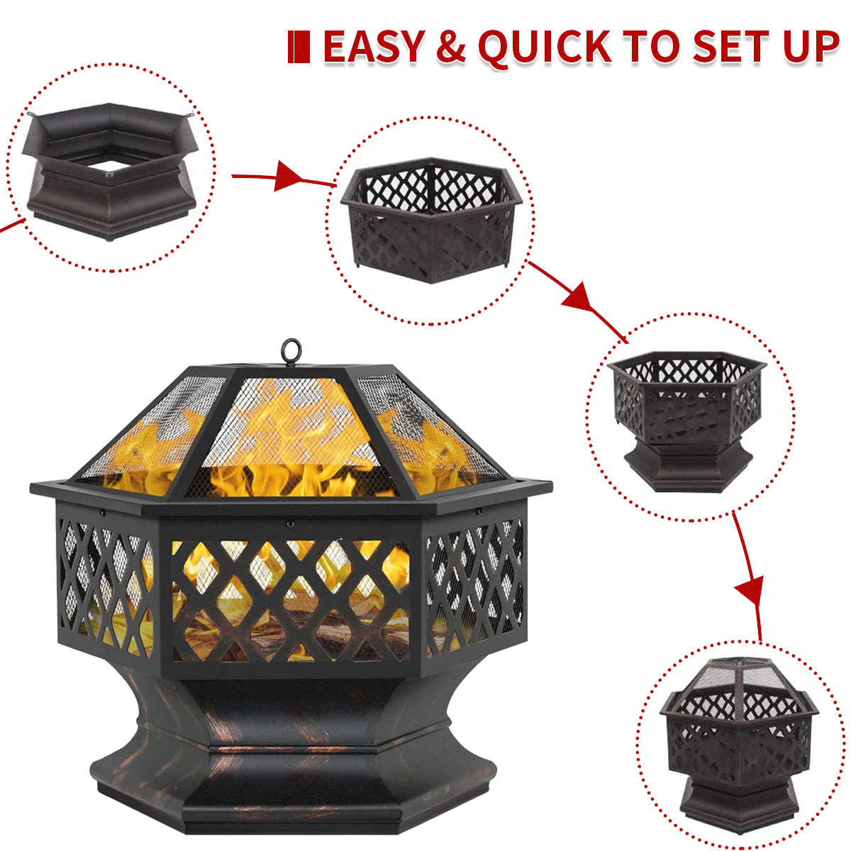 Hex-Shaped Patio Fire Pit Bowl 7
