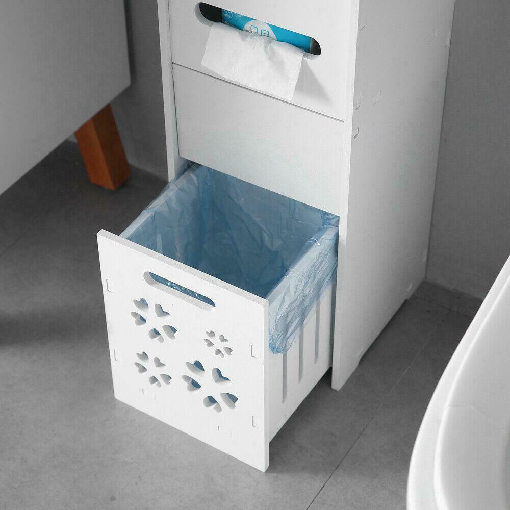 White Slim Multi-Functional Bathroom Storage Cabinet 6
