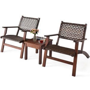 3-Piece Eucalyptus Wood Outdoor Patio Furniture Set 1