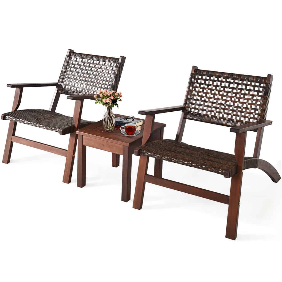 3-Piece Eucalyptus Wood Outdoor Patio Furniture Set 1