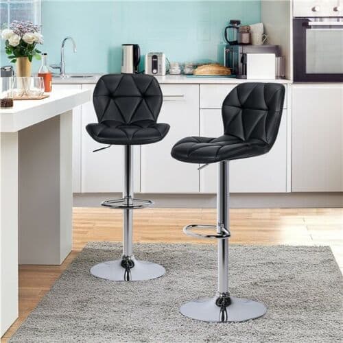 Set of 4 Extra Cushioned PU Leather Swivel Bar Stools