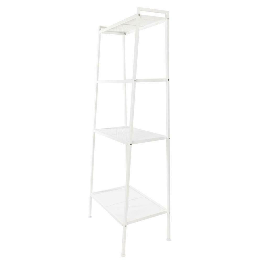 4-Tier White Storage Ladder Leaning-Bookshelf 6