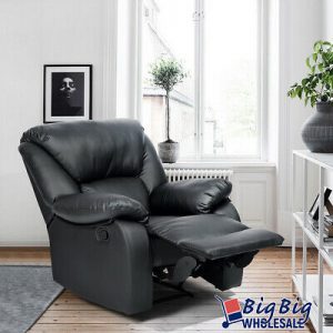 Geniqua Black Soft Leather Recliner Chair