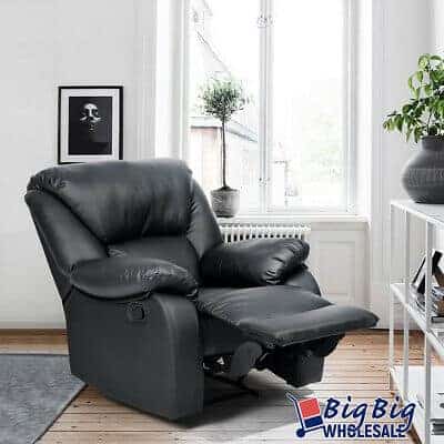 Geniqua Black Soft Leather Recliner Chair