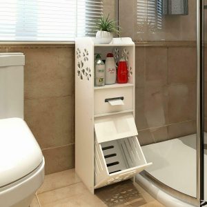 White Slim Multi-Functional Bathroom Storage Cabinet 1