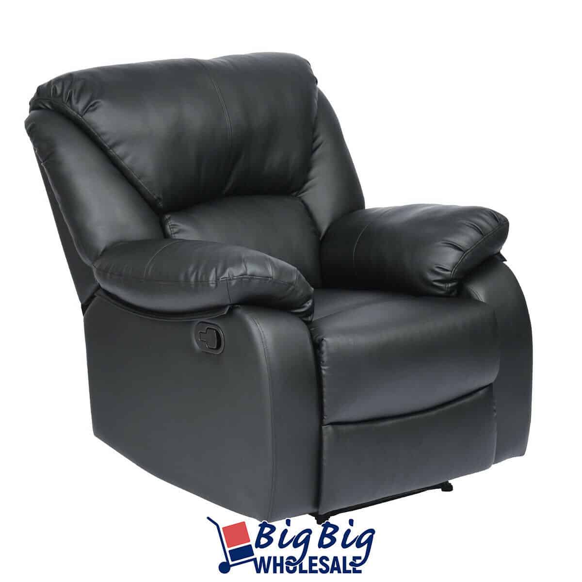 Geniqua Black Soft Leather Recliner Chair 5