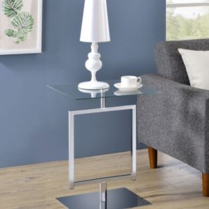 Kings Brand Molein Chrome & Glass Accent Side Table,