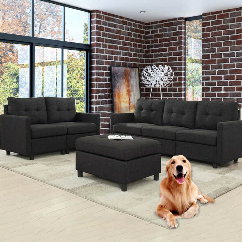 Modern Microsuede Modular Sofa w/ Reversible Chaise 3