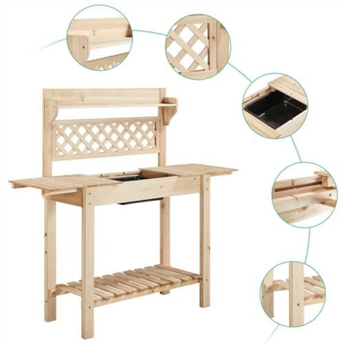 Solid Fir Wood Garden or Bar Workstation Table w/Sliding Tabletop 9