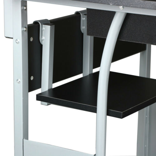Minimalist Rolling Computer Desk w/ Top Printer Shelf 7