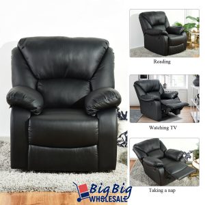 Geniqua Black Soft Leather Recliner Chair 9