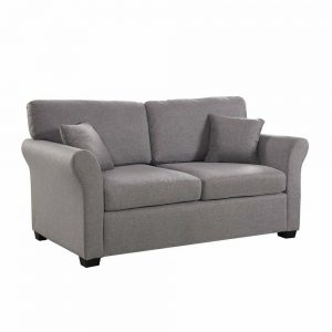 63" Bluish-Grey Cozy Loveseat Sofa w/ 2 Accent Pillows 2