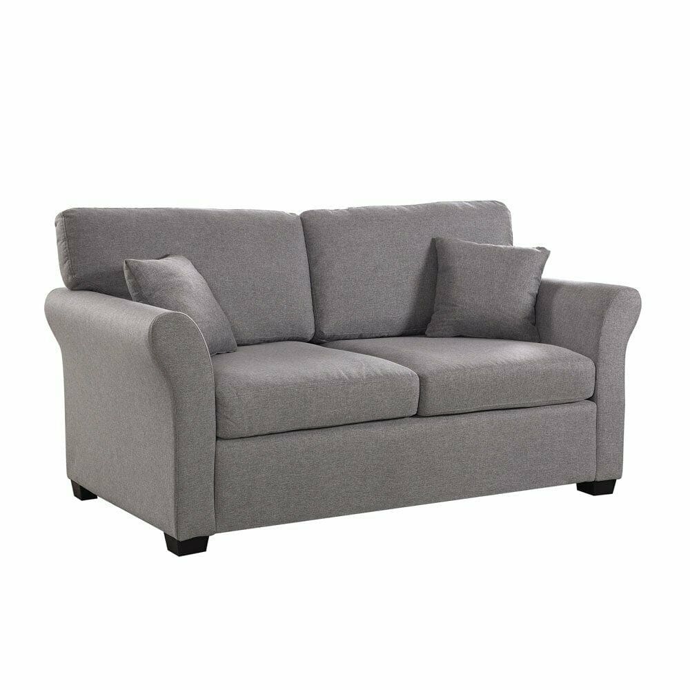 63" Bluish-Grey Cozy Loveseat Sofa w/ 2 Accent Pillows 2