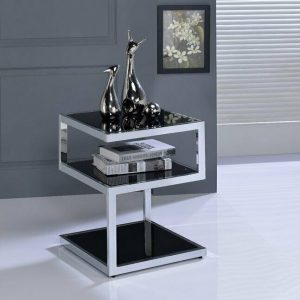 Contemporary Black Glass Side Table 1