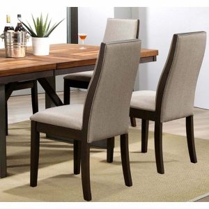 Set of 2 Mid-Century Modern Wood and Fabric Accent Dining Chairs 2