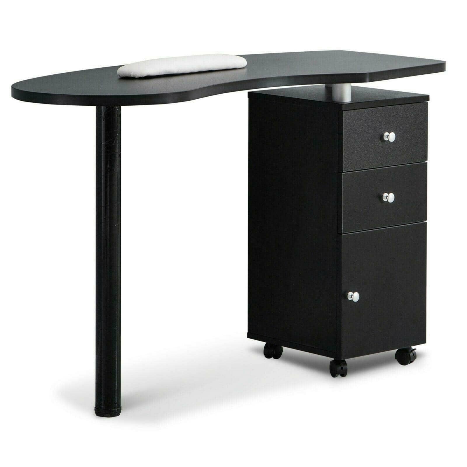 Minimalist Black Wooden Work Table w/ 3 Drawers 3