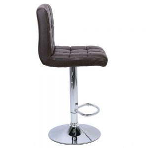 Set of 2 Chrome Plated Coffee Modern Adjustable Swivel Bar Stools 1