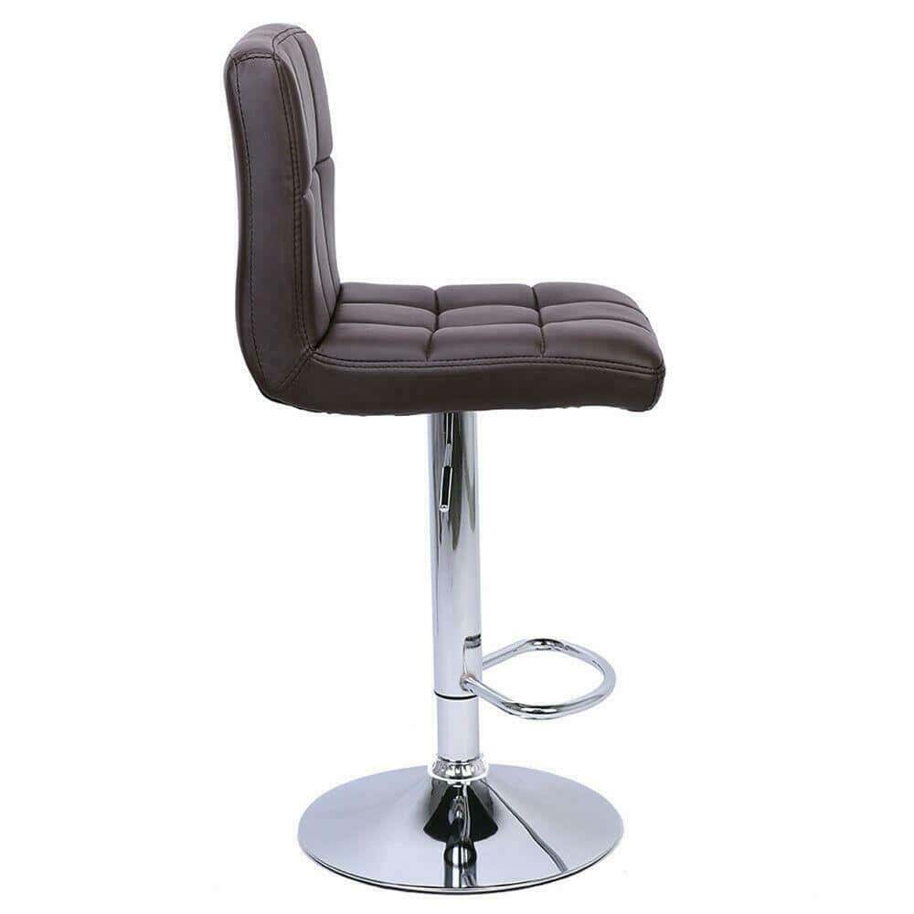 Set of 2 Chrome Plated Coffee Modern Adjustable Swivel Bar Stools 1